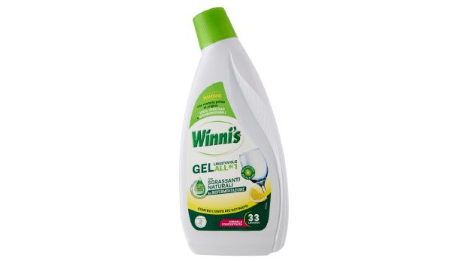 Winni's Gel Lavastoviglie All in 1 Limone 33 Lavaggi 561 ml