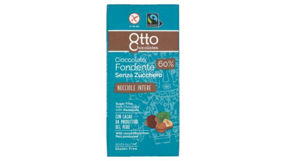 Otto Chocolates, cioccolato fondente nocciole intere senza zucchero