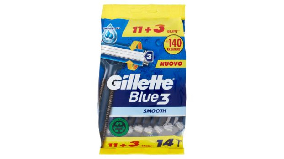 Gillette Rasoio Uomo Blue3 Smooth Usa e Getta a 3 Lame, Confezione da 4 rasoi+2 Gratis = 6 Rasoi
