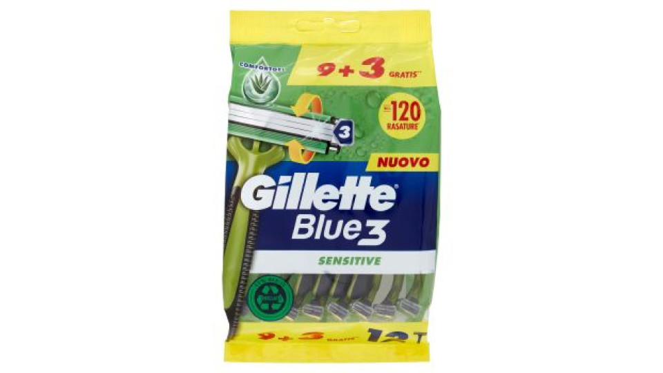 Gillette Blue3 Sensitive Rasoio da Uomo Usa e Getta - 8 rasoi +