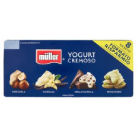 müller Yogurt Cremoso Nocciola, Vaniglia, Stracciatella, Pistacchio
