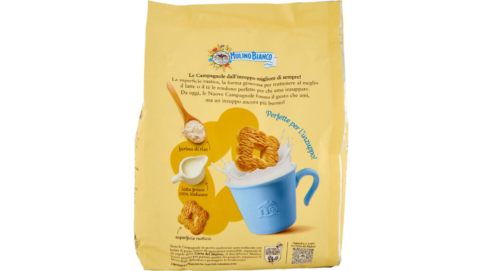 Mulino Bianco - Campagnole, Biscotti Frollini con Crema di Riso al Latte e Farina di Riso 