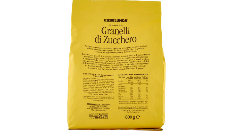 Esselunga, frollini con granelli di zucchero