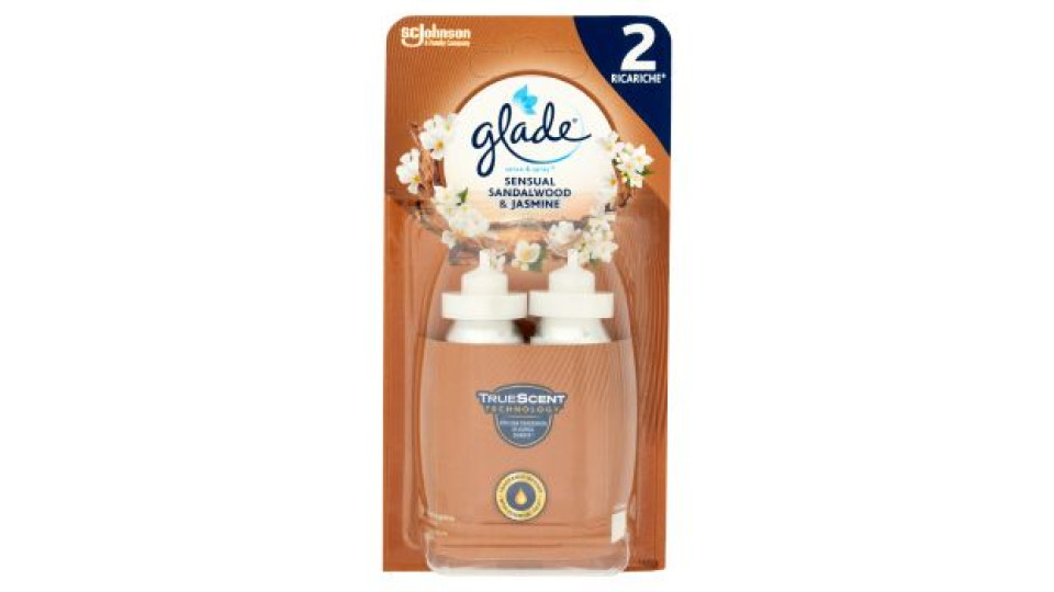 Glade Sense&Spray Doppia Ricarica, Profumatore Ambienti con Sensore, Sandalo Bali e Gelsomino 2x18ml