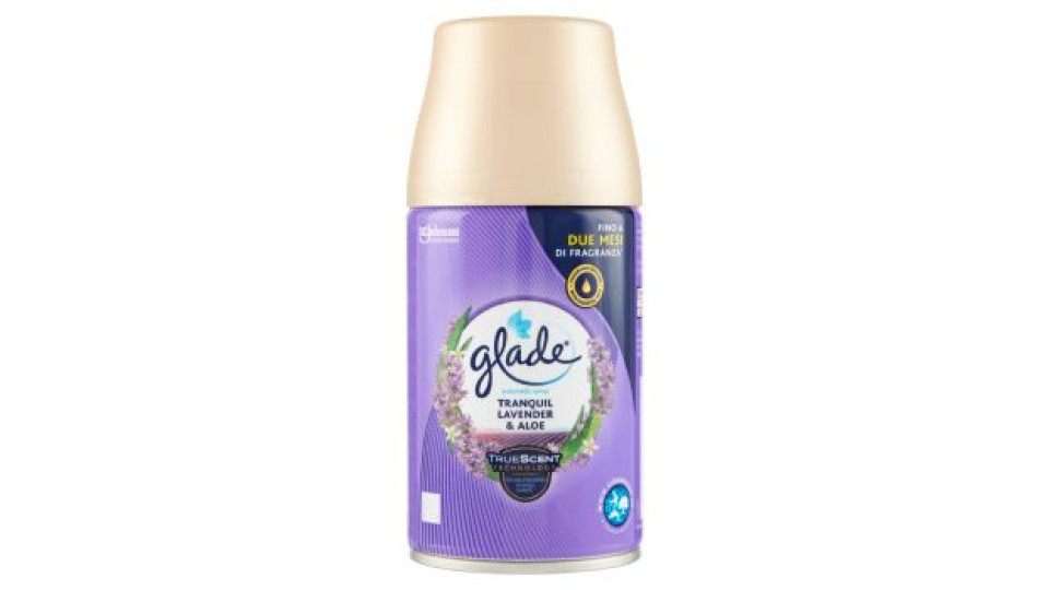 Glade Automatic Spray Ricarica, Profumatore per Ambienti, Fragranza Tranquil Lavender & Aloe 269ml
