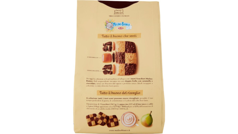 Mulino Bianco Biscotti Scacchieri Frolla con Caramello e Cioccolato 300g