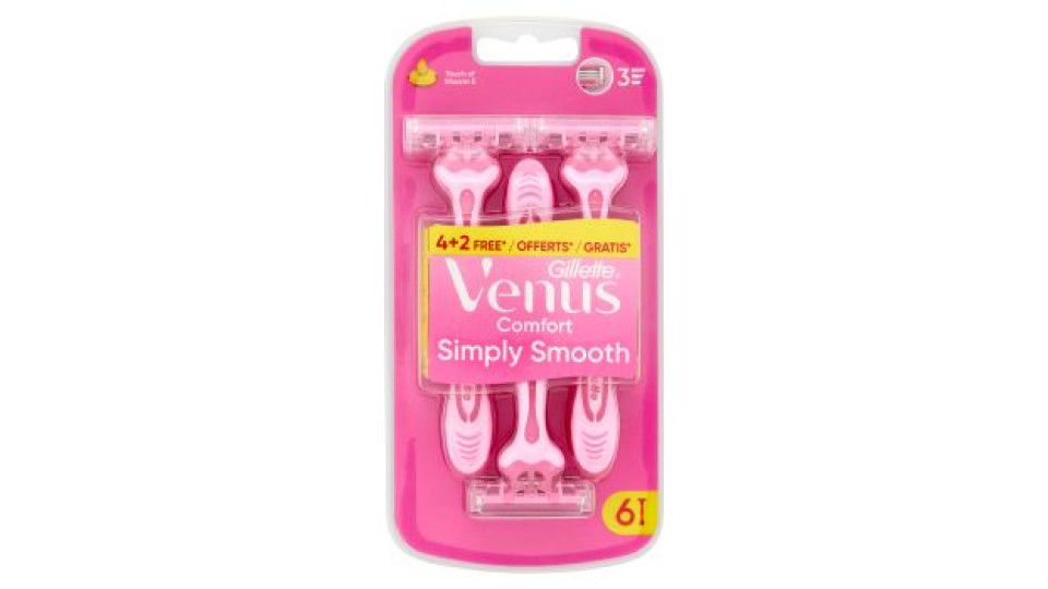 Gillette Rasoio da Donna Usa e Getta Venus3 Sensitive - 4 Rasoi + 2 Gratis = 6 Rasoi