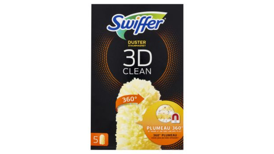 Swiffer Duster Staubmagnet 3D Clean Panni Cattura Polvere per Scopa Swiffer - Ricarica 5 Salviette