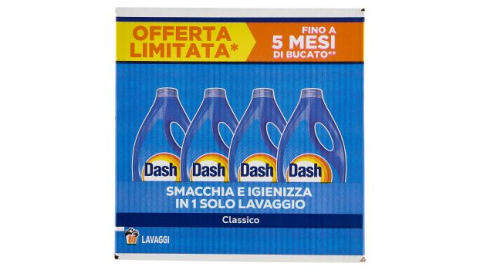 Dash Detersivo Liquido Lavatrice Classico, Offerta Incredibile 69 Lavaggi