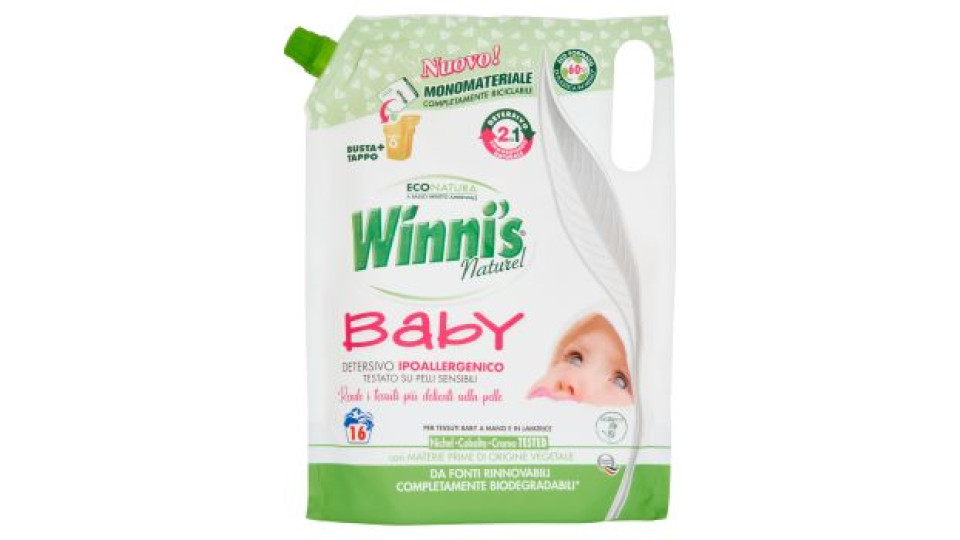 Winni's Naturel Baby Detersivo Ipoallergico per Tessuti Baby a Mano e in Lavatrice 800 ml