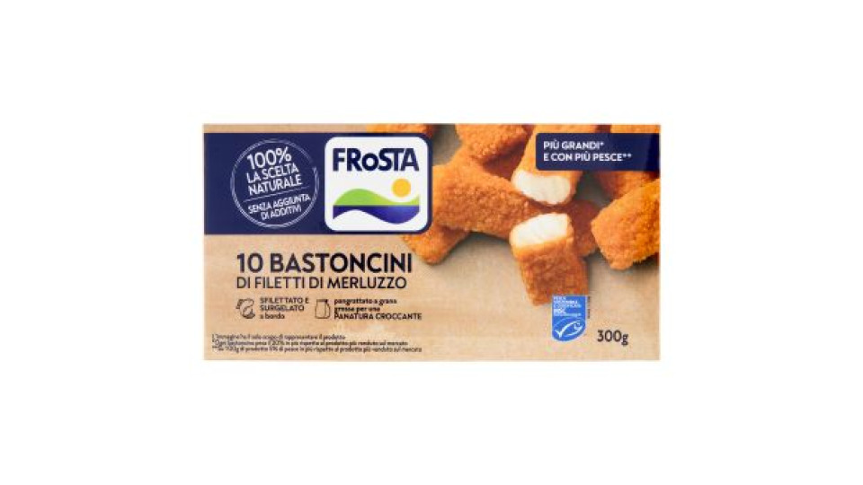 Frosta 10 Bastoncini di Filetti di Merluzzo 300 g