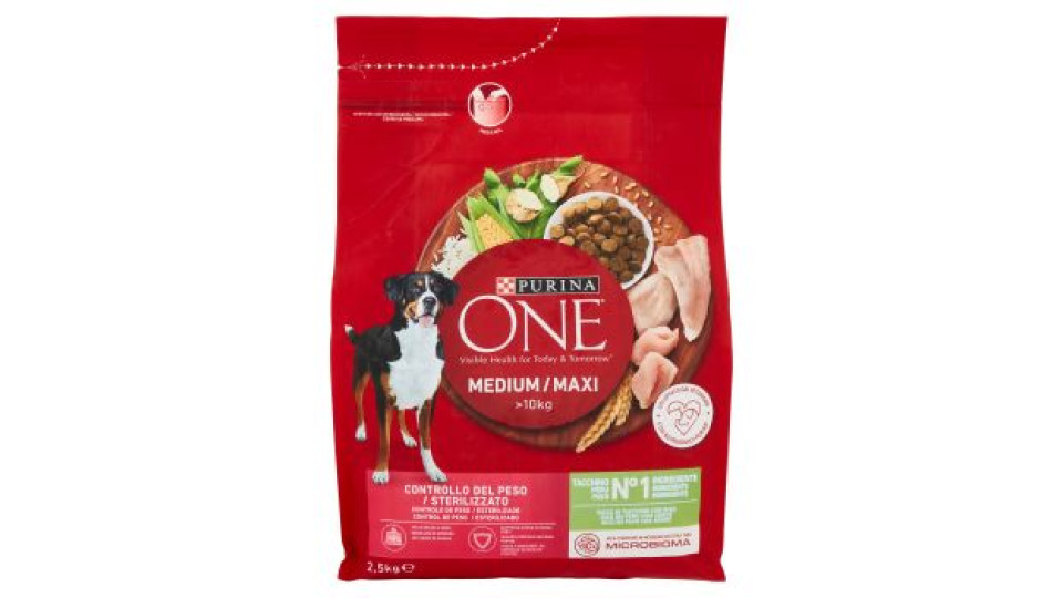 PURINA ONE Medium/Maxi Cane Controllo del peso Ricco in Tacchino