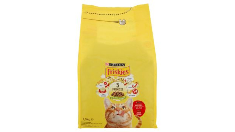 PURINA FRISKIES Gatto Crocchette Crock & Soft con Manzo, Pollo e Verdure Aggiunte sacco