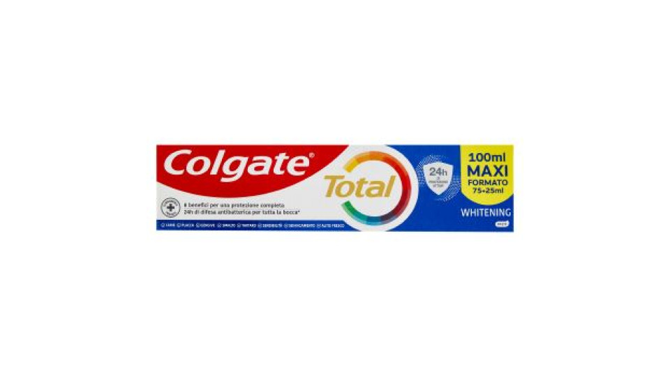 Colgate dentifricio sbiancante Total Whitening protezione 24h, 75ml