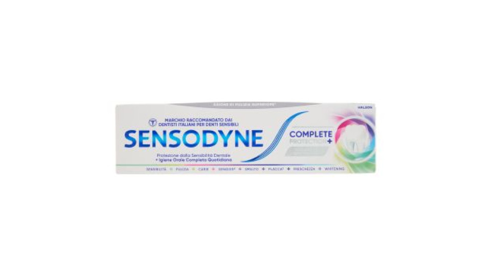 Sensodyne Dentifricio Complete Protection + Whitening Denti Sensibili Gengive Sane Alito Fresco 75ml