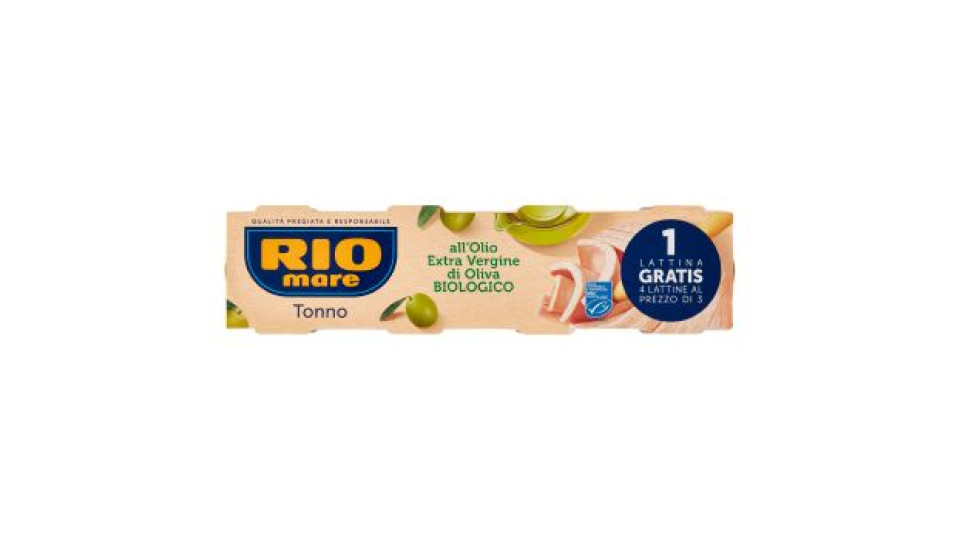 Rio Mare, Linea bio tonno con olio extra vergine di oliva biologico conf. 3x65 g +