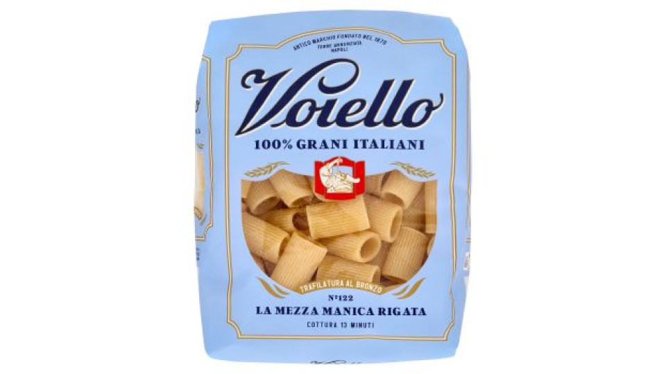 Voiello Pasta La Mezza Manica Rigata N°122 grano Aureo 100% italiano Trafilata bronzo 500 g