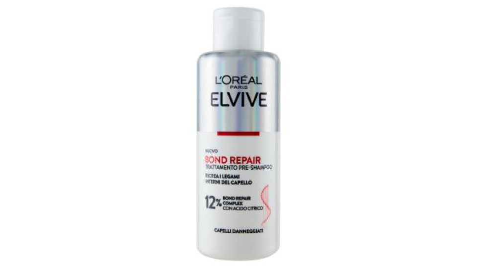 L'Oréal Paris Elvive Bond Repair Pre-Shampoo Con Acido Citrico Per Capelli Danneggiati, 200 ml