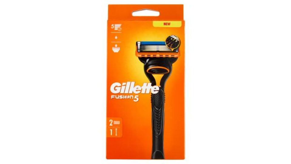 Gillette Rasoio Uomo Fusion5 a 5 lame, 1 Manico + 2 Lamette Barba