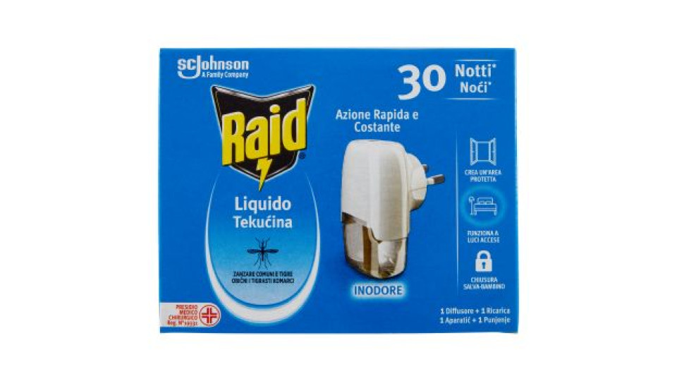 RAID - LIQUIDO ANTIZANZARE 30 NOTTI BASE E RICARICA