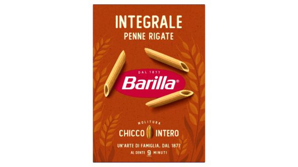 Barilla Pasta Penne Rigate Integrali, Pasta Corta di Semola Integrale di Grano Duro, Integrale