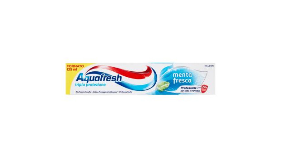 Aquafresh Dentifricio Tripla Protezione Smalto Forte Gengive Sane Gusto Menta Fresca Pacco da 2x75ml