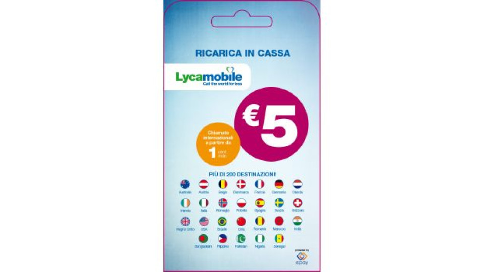 LYCAMOBILE Ricarica telefonica virtuale da