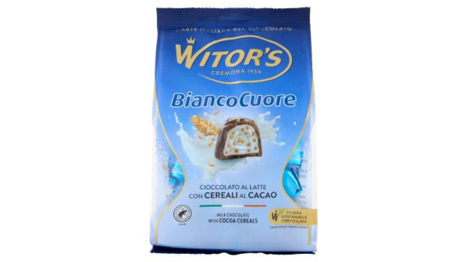 Witor's Bianco Cuore Cioccolato al latte con crema al latte e cereali