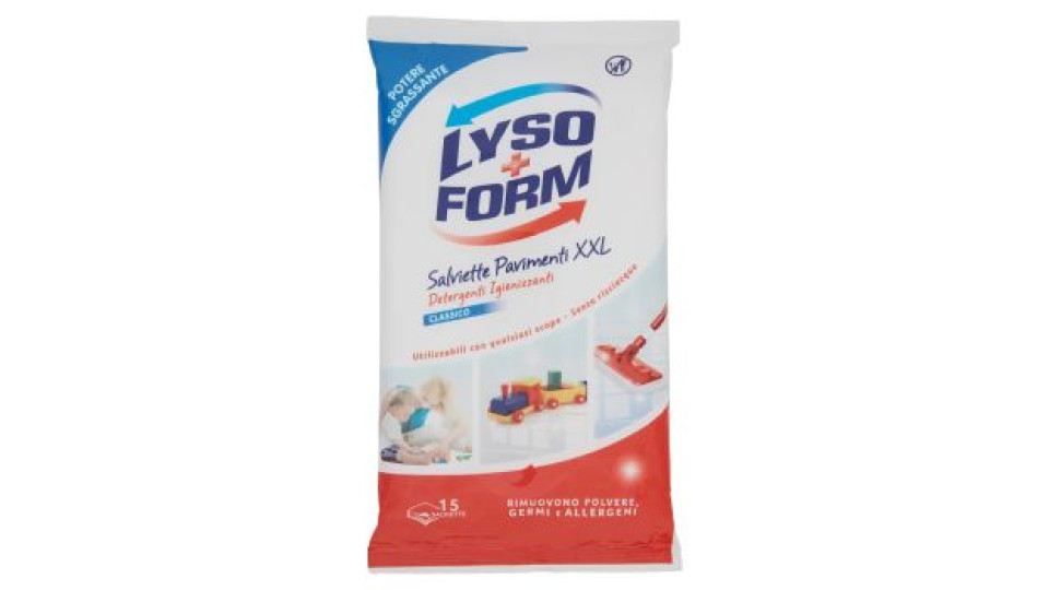 Lysoform Salviette Pavimenti XXL Detergenti Igienizzanti Classico 15 pz