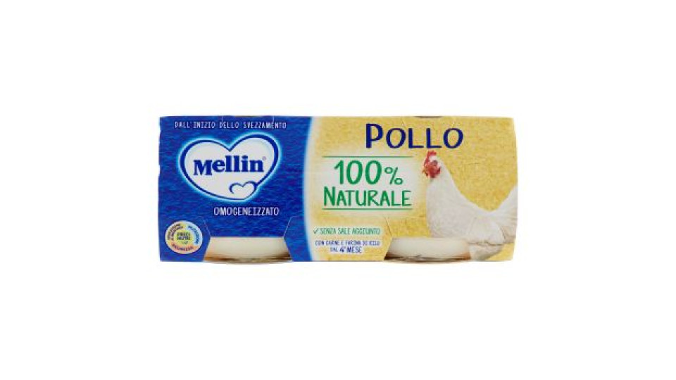 Mellin Pollo 100% Naturale Omogeneizzato 2 x 120 g