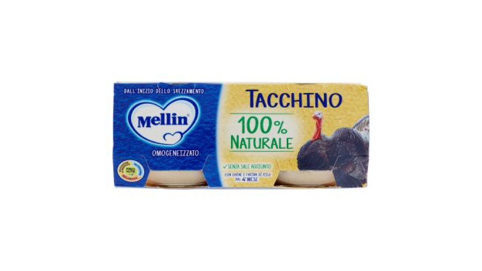 Mellin Tacchino 100% Naturale Omogeneizzato 2 x 120 g