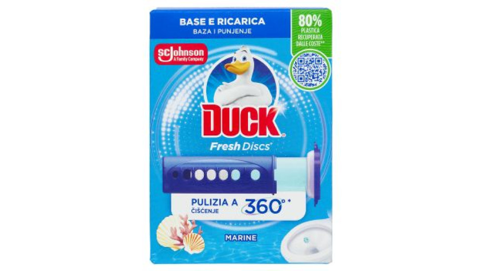 Duck Fresh Discs Base 1 Applicatore con 6 Dischetti Gel, Fragranza Marine