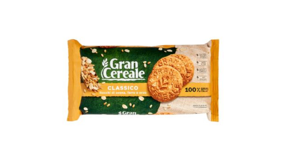 Gran Cereale Biscotti Gran Cereale Classico  Fiocchi di Avena Farro Orzo Tubo 500 g