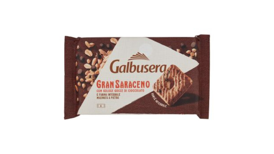 Galbusera Gran Saraceno con Golose Gocce di Cioccolato e Farina Integrale Macinata a Pietra 6x43,3 g