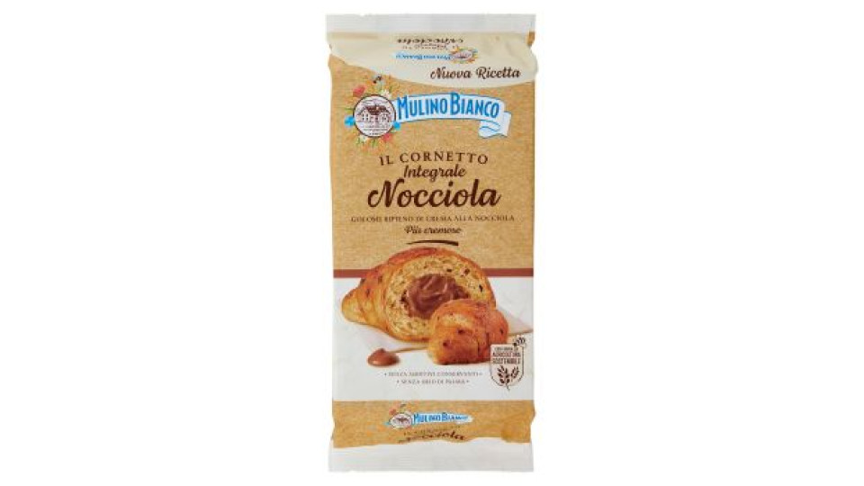 Mulino Bianco Cornetti Integrali alla Nocciola Merenda con 100% Farina Integrale 6 pezzi 300g