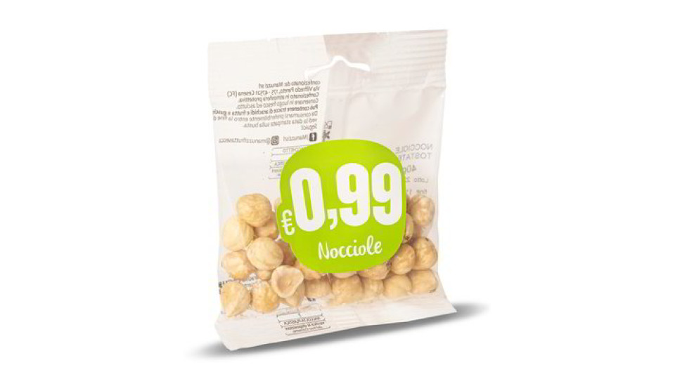 Monoporzione di nocciole sgusciate, pelate e tostate