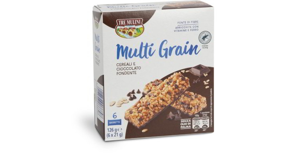 Barrette Multi Grain ai cereali e cioccolato fondente