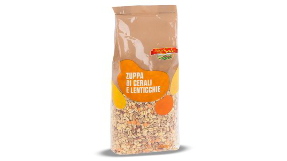 Zuppa di cereali e lenticchie secche