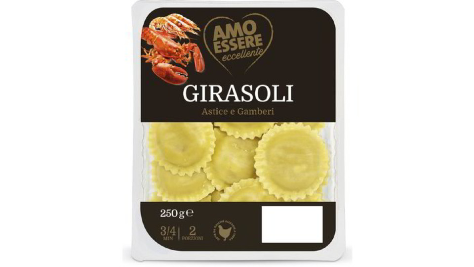 Ravioli girasoli ripieni astice e gamberi
