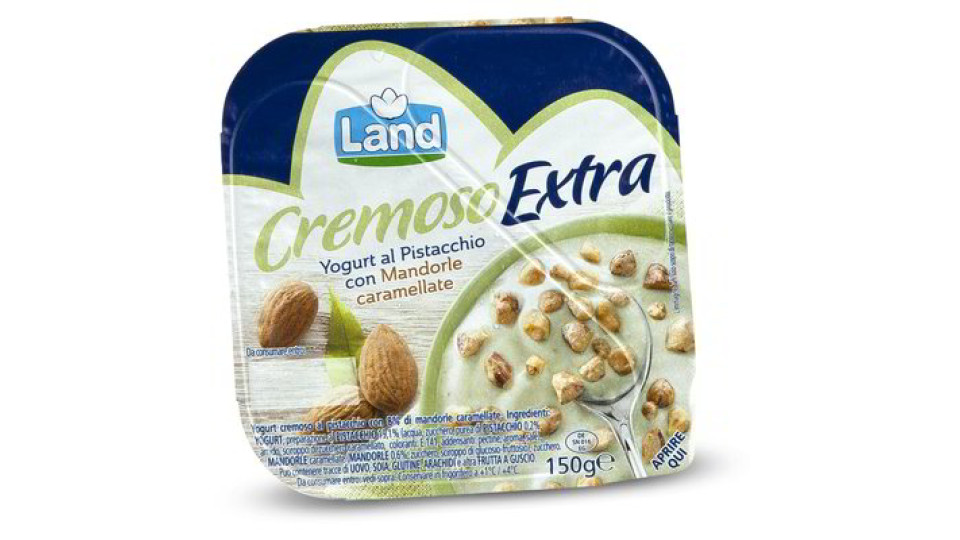 Yogurt al pistacchio con mandorle caramellate