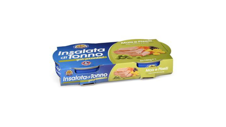 Insalata di tonno con mais e piselli