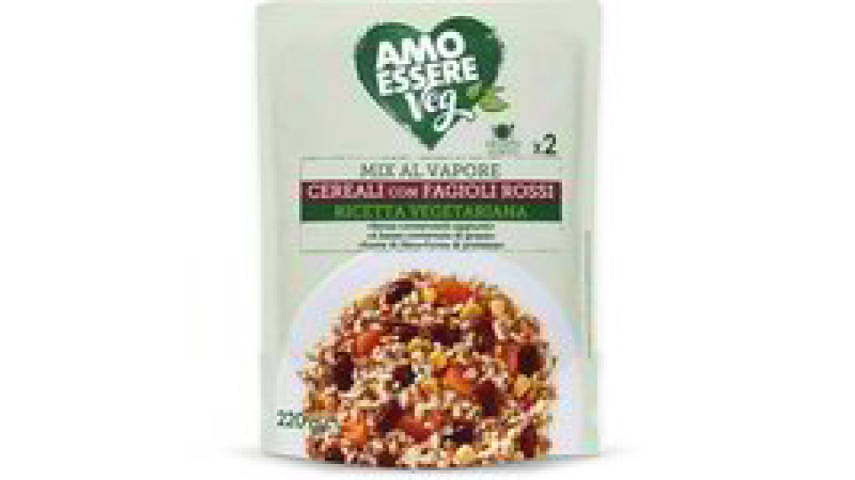 Mix di cereali con fagioli rossi e mix verdure al vapore