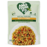 Riso al curry con mix verdure al vapore
