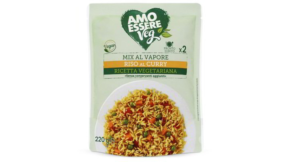 Riso al curry con mix verdure al vapore