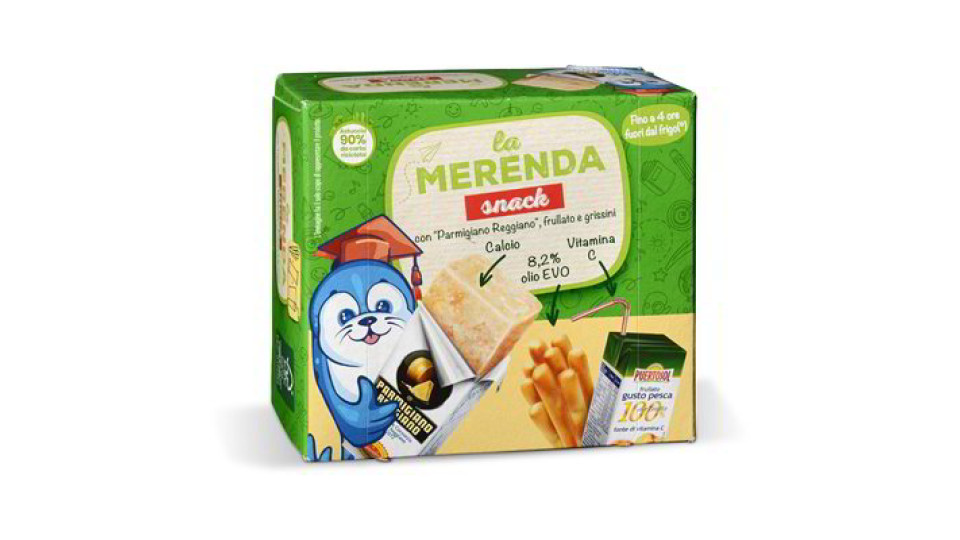 Snack La Merenda con Parmigiano Reggiano, frullato e grissini