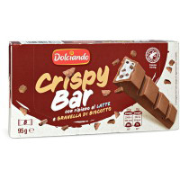 Barretta crispy bar con ripieno al latte e granella di biscotto