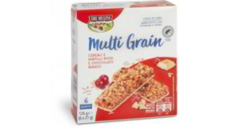 Barrette Multi Grain ai cereali e mirtilli rossi e cioccolato bianco