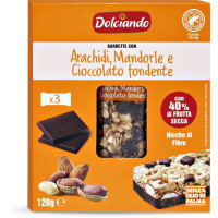 Barrette con arachidi, mandorle e cioccolato fondente