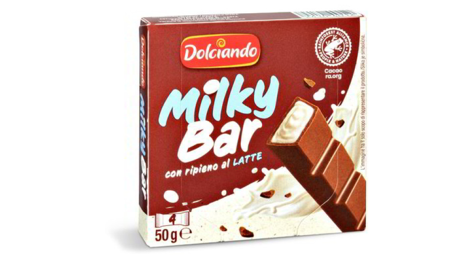Barrette di cioccolato al latte con ripieno al latte