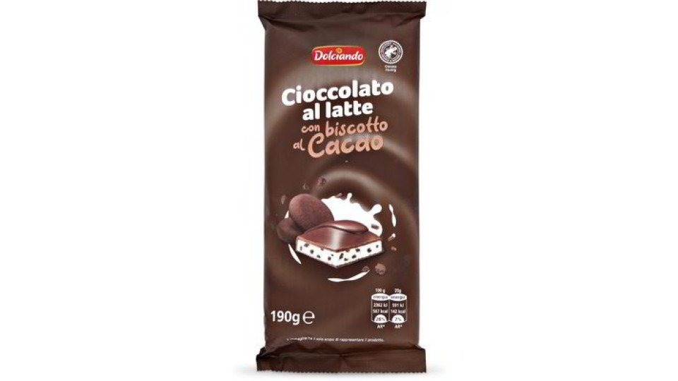 Cioccolato al latte con biscotto al cacao